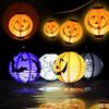 Led Paper Pumpkin Lantern Spider Bat Hanging Light Lamp Halloween Decor Party