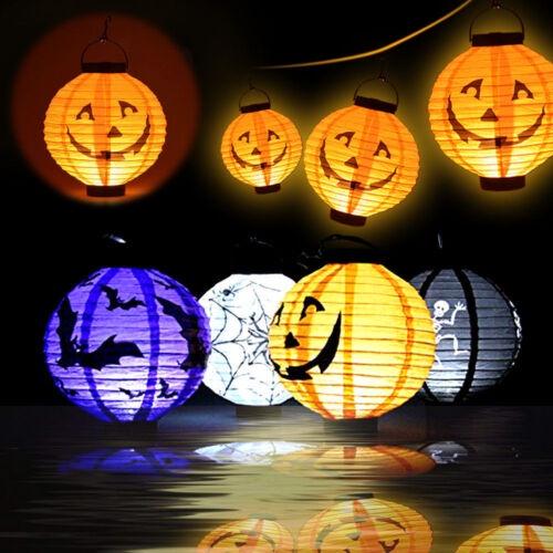 Led Paper Pumpkin Lantern Spider Bat Hanging Light Lamp Halloween Decor Party