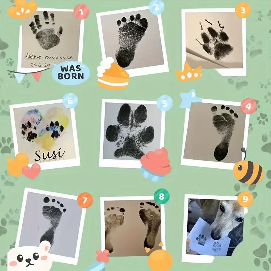 Safe Non Toxic Baby Handprint Footprint Ink Pad, Dog Or Cat Pet Owner Keepsake, DIY Inkless Nose and Pawprint Impression Making Kit