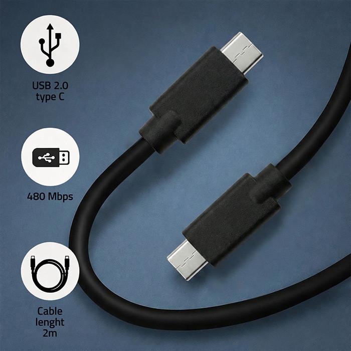 Qoltec Kabel USB 2.0 typ C męski | USB 2.0 typ C męski | 2m | Czarny