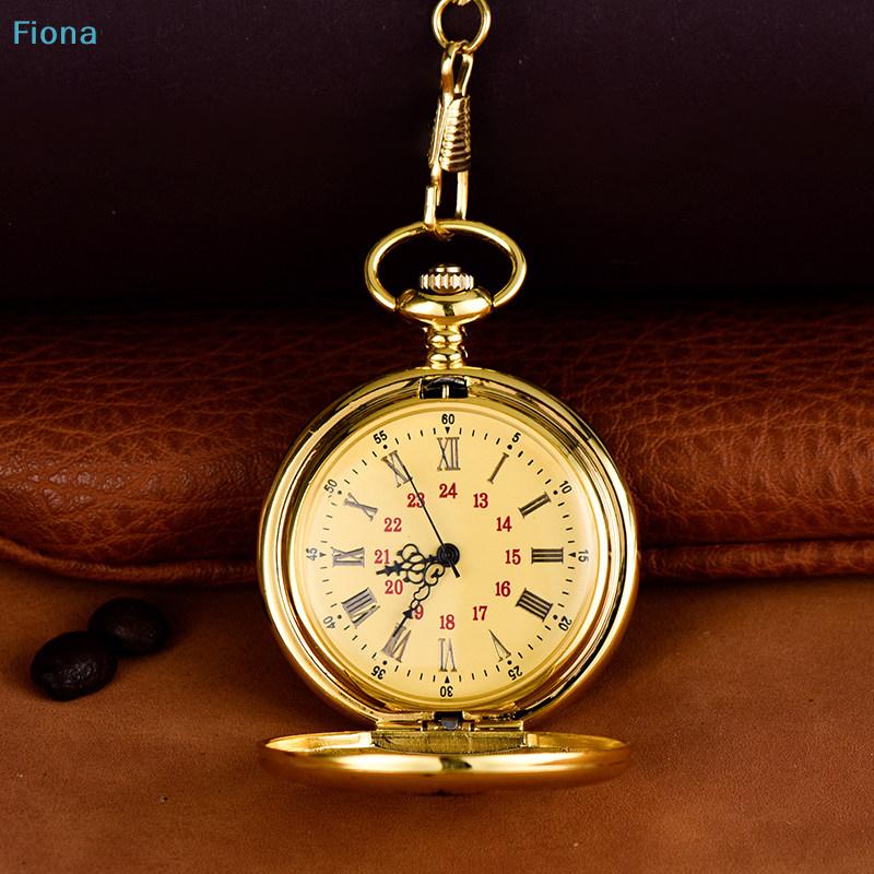 Orologio da tasca circolare dorato da uomo Orologio da tasca al quarzo con catenella vintage Regalo souvenir