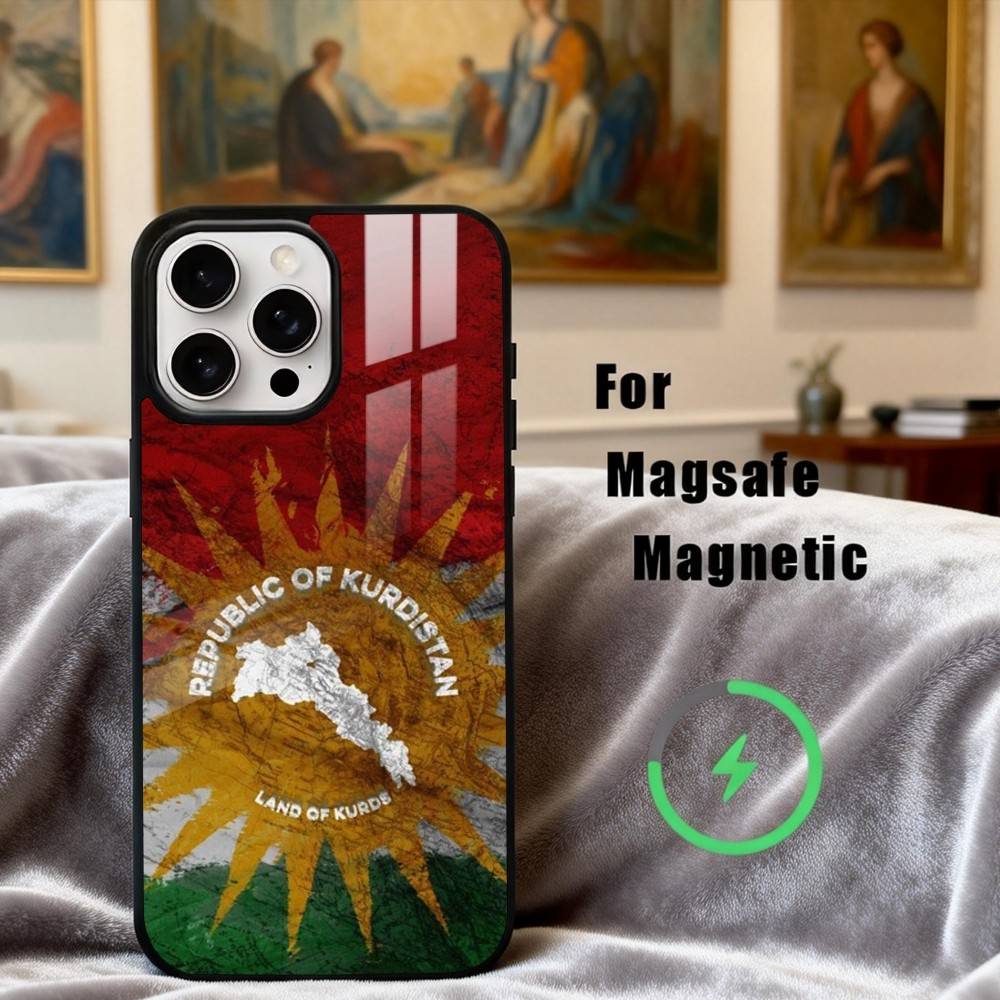 K-Kurdistan-N F-Flag-G Phone Case For iPhone17,16,15,14,13,12,11 Plus,Pro Max Magnetic For Magsafe Wireless Charging