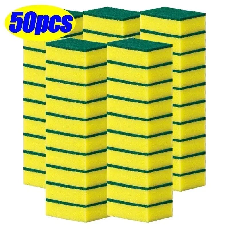 5/50PC Dishwashing Sponge Reusable Kitchen Cleaning Scouring Pad Washable Scrub Sponge Eco Non-Scratch for Washing Dishes Sponge