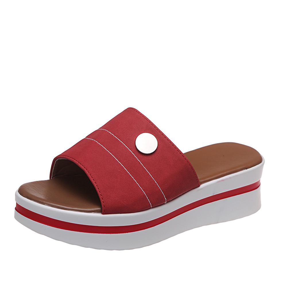 2021 Summer Plus Size Women s Thick-Soled Platform Slippers 35