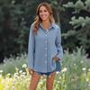 Women's Casual Solid Color Tops Long Sleeve Button Loose Breathable Shirt