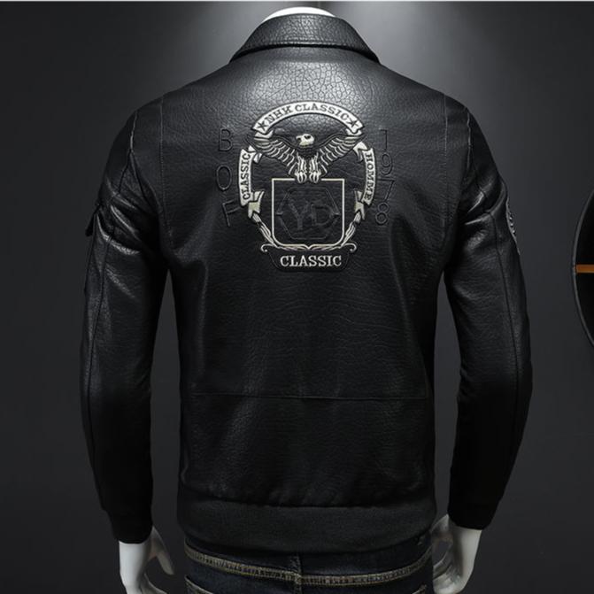 Padded Thick Male Casual Cardigan Autumn Winter Men Lapel Faux Leather Jacket Outerwear Fashion Streetwear Solid Motorcycle Coats