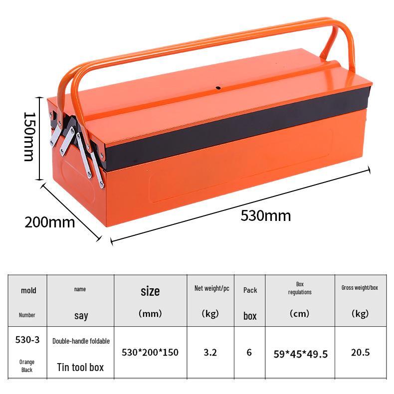 Dual-Handle Folding Metal Toolbox for Car and Auto Repair