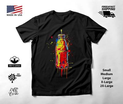 Retro Soda Bottle Neon Graphic T-Shirt Black Unisex S-2XL