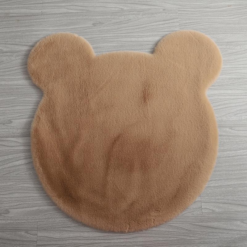 Carpet Bear Shape Round Doormat Fluffy Mat Non-slip Fuzzy Plush Rug for Children Bedroom Baby Room Teen Girls Dorm Decor