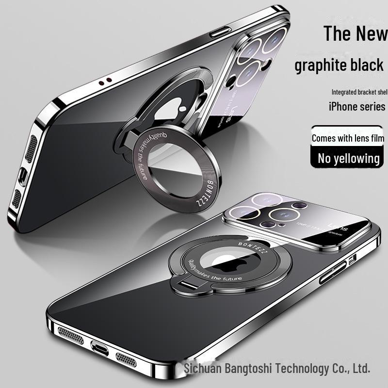 Magnetic Electroplated Clear Case with Lens Film for iPhone 15 Pro Max