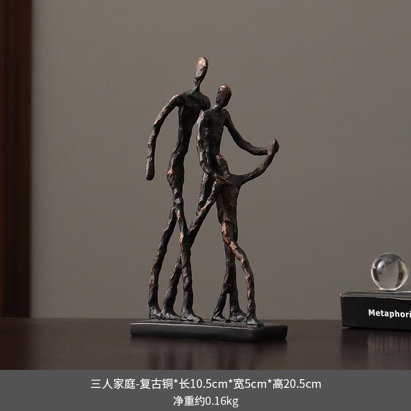 Humanoid Portrait Sculpture Resin Handicraft A Family of Three Family Statue Decorative Figurines Home Decoration Accessories