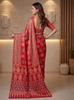 Handcrafted Ajrak Print Manipuri Silk Saree, Real Mirror Work, Traditional Party Wear