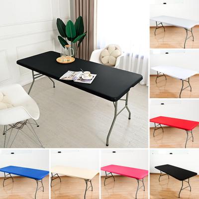 Table Cover Solid Color Waterproof with Anti-slip Elastic Band Camping Dirt-resistant