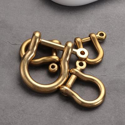 High Quality Screw Joint Connector Shackle Fob Keychain Hook D Bow Staples Solid Brass Carabiner Key Ring