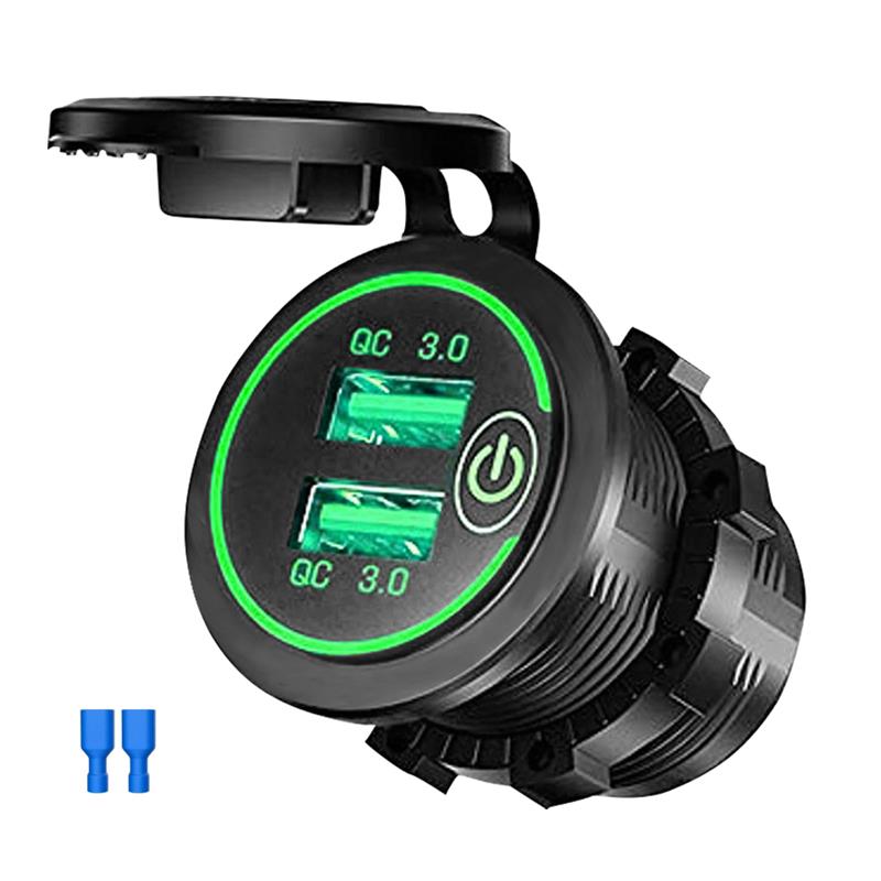 USB Outlet Dual 12V-24V USB Car Charger Waterproof Cigarette Lighter Socket Mount Power Adapter 5V 3.1A for Car Marine Boat