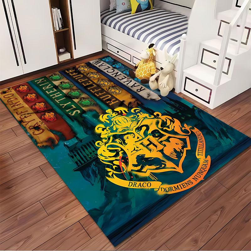 Hogwarts House Crests Carpet Suitable As a Non-slip Mat for the Living Room or Bedroom Sofa