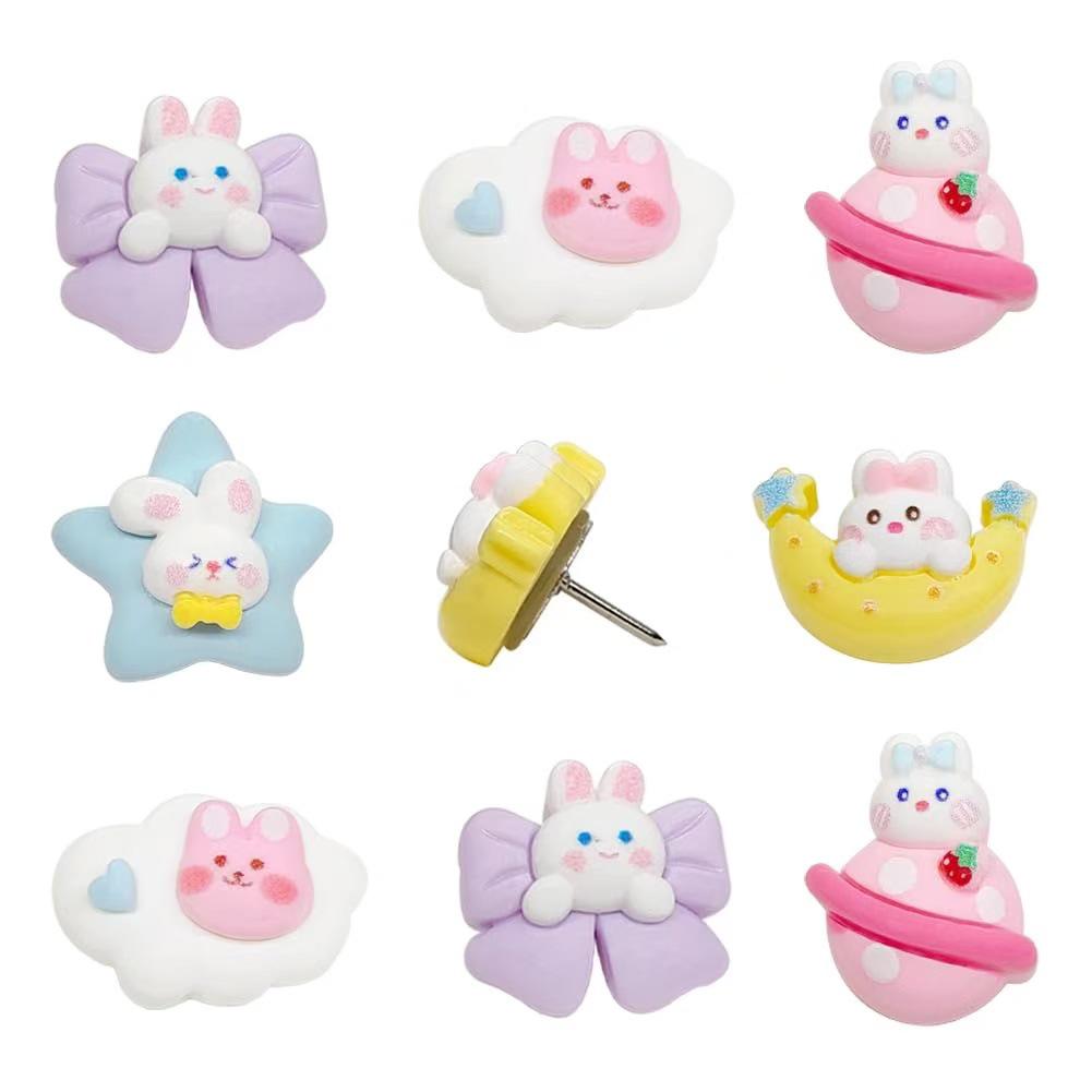 

New Moon Rabbit Cloud Resin Cork Push Pins - Cute Cartoon Thumbtacks 10 pieces/box