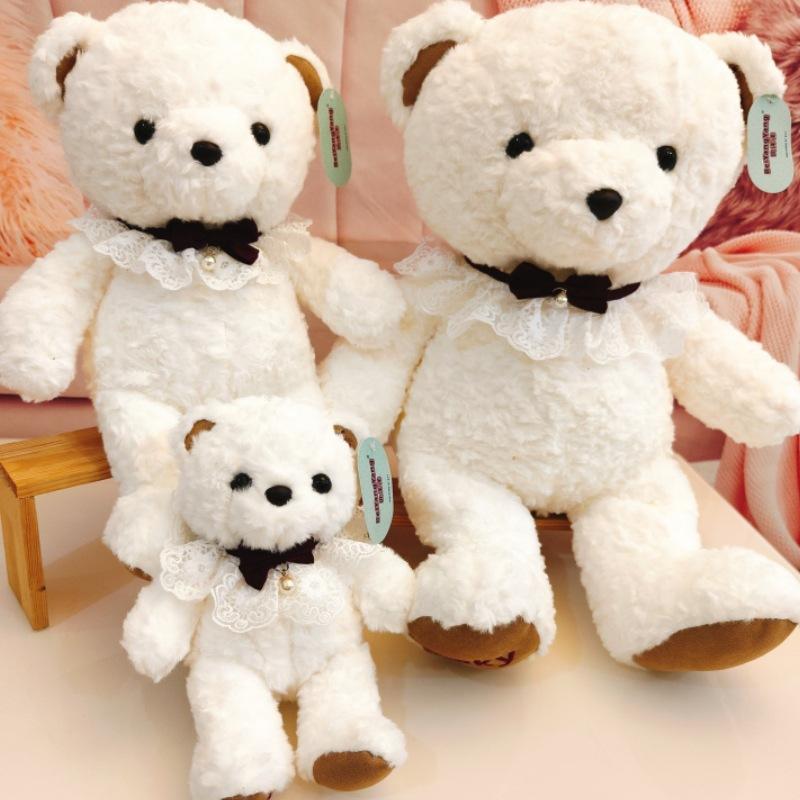 

New cute bear plush toy bow tie little white bear doll for girlfriends boys and girls birthday gifts No. 3 35cm