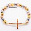 8mm Random Three-Color Bead Stainless Steel Handcrafted Cross Bracelet