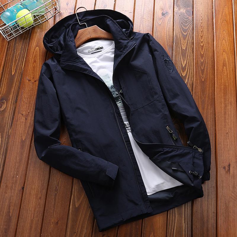 Men's Jacket Youth Autumn Men's Thin Casual Large Size Jacket Solid Color Outdoor Top