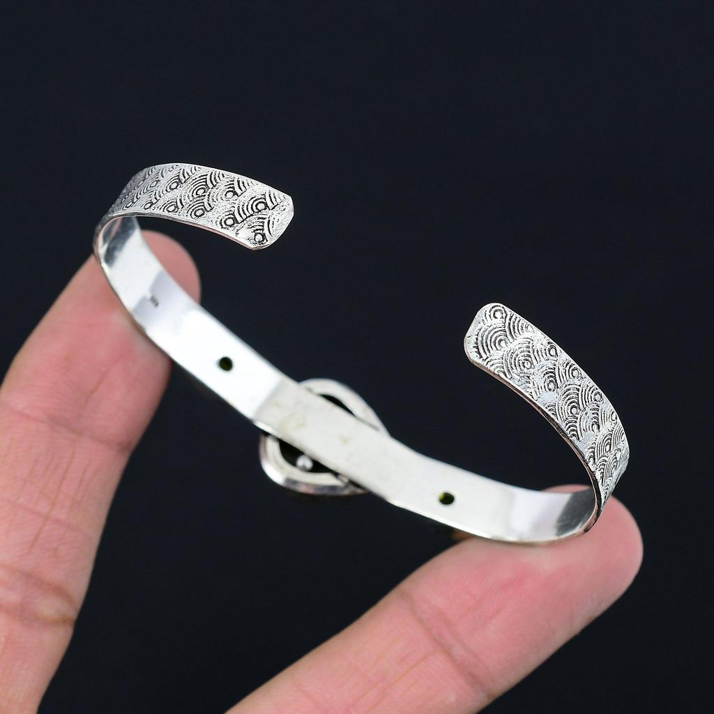 Geburtstagsgeschenk für sie Natürlicher Pyrit Druzy Edelstein Armreif Verstellbar 925 Silber