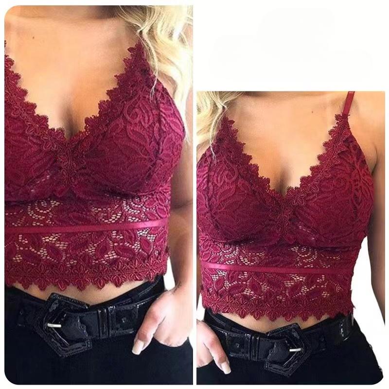

Сексуальный кружевной сетчатый прозрачный тонкий укороченный топ с открытой спиной на тонких бретельках с прозрачной вышивкой, корсет-майка XXXL вино красного