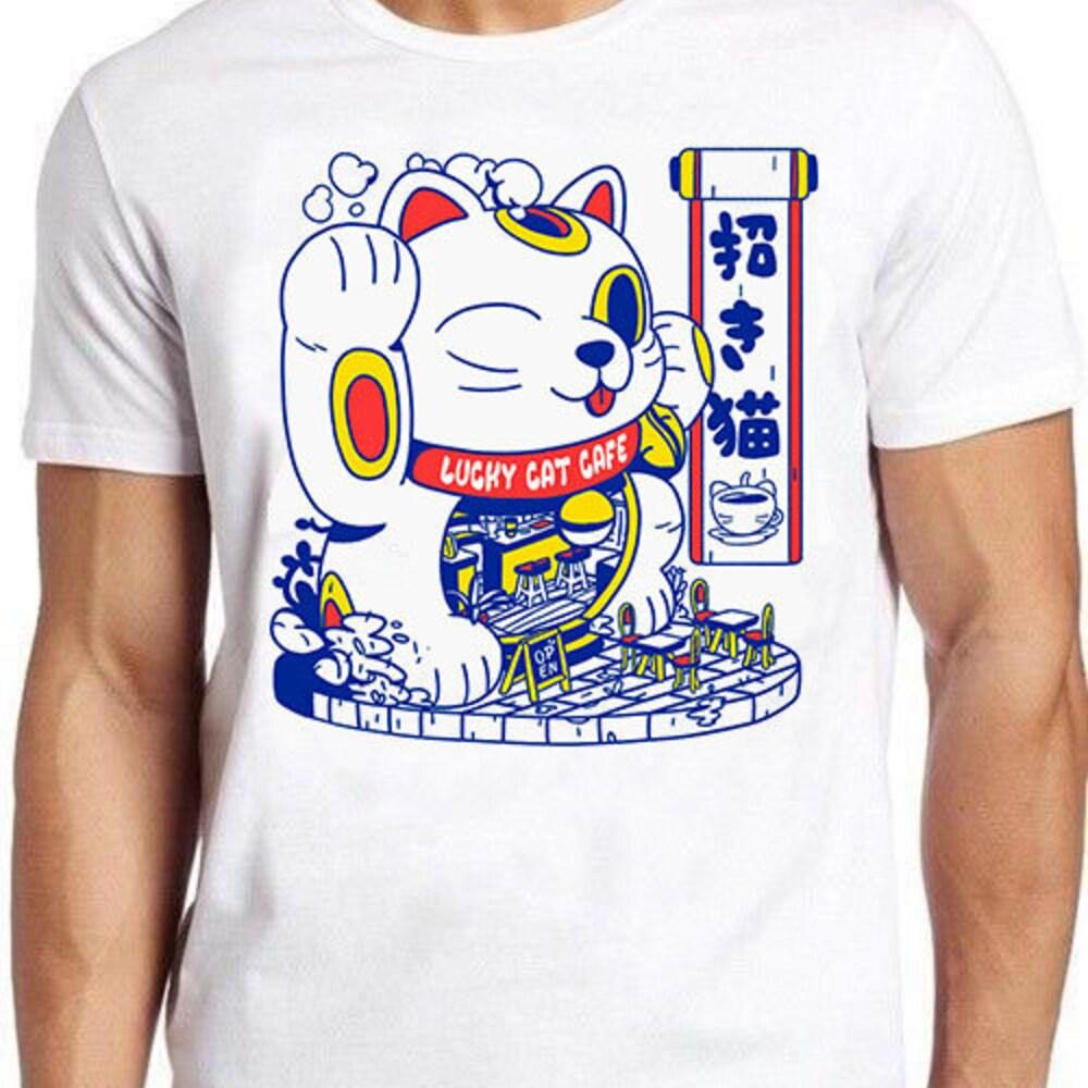 

230GSM 100% Cotton T-Shirt Maneki Neko Lucky Cat Fortune Happiness Wealth Meme Funny Gift Tee T Shirt 819