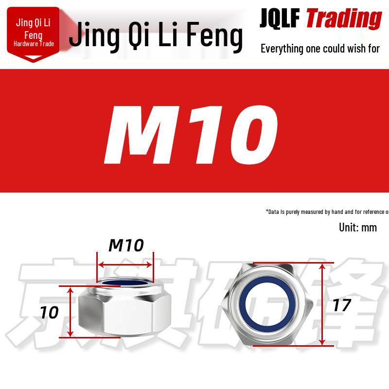 201 Stainless Steel Hex Nut with Nylon Insert, Self-Locking M4-M20