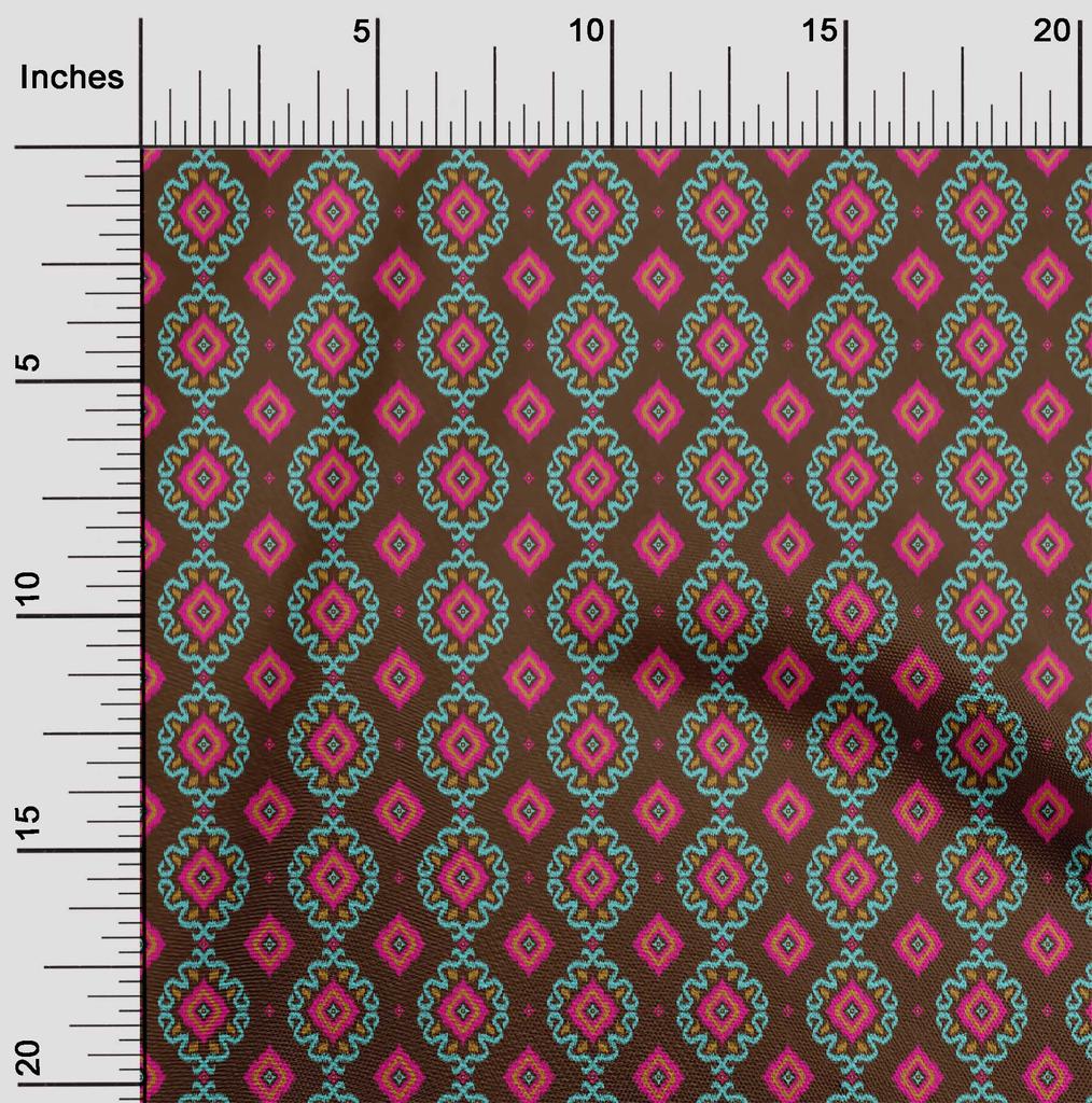 oneOone Cotton Flex Fabric Diamond & Swirl Ikat Print Fabric BTY 40 Inch