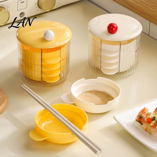 Seasoning Dipping Bowl Stackable Box Set with Chopstick Holder, Kitchen Condiment Container for Salt Clear Organizer Sugar Pepper, Divided Sauce Dish