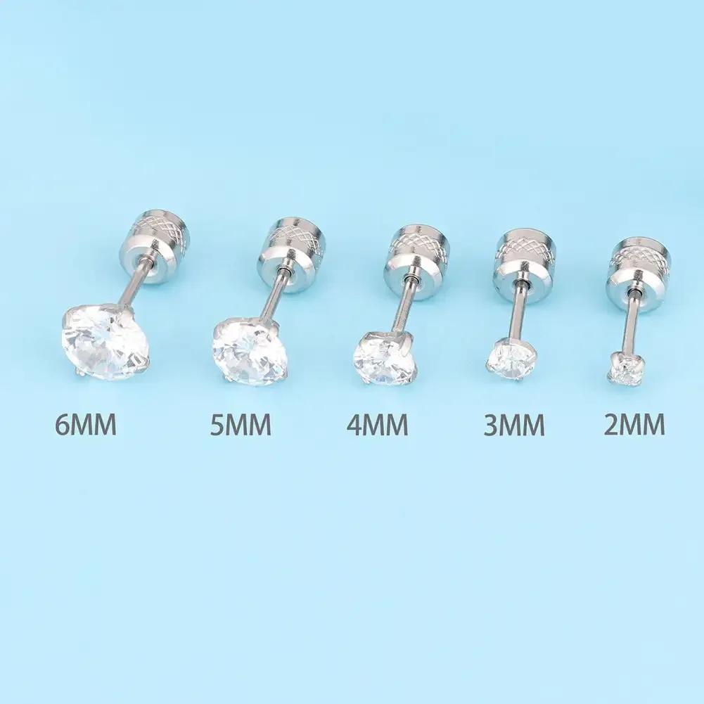 Fashion Four Claw Zircon Cartilage Stainless Steel Ear Stud Crystal Zircon Earrings Piercing Jewelry Steel Clear