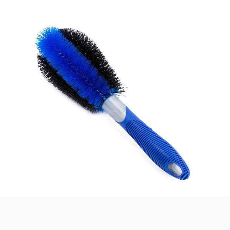 Blue Wheel Brush with Long Handle: Car Washing Tool for Steel Rims, Dead Corners, and Tires. Perfect for Mud and Soft Hair Cleaning.