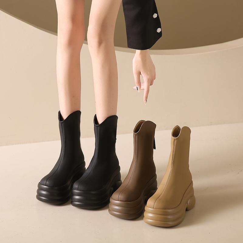 Модные женские панк-сапоги на каблуке 9 см — фото 3