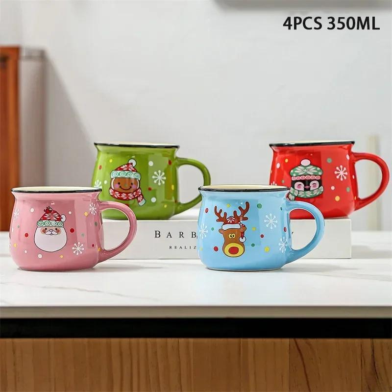 150ML/350ML Christmas Mugs Ceramic Cute Santa Elk Penguin Mousse Cup Coffee Cup for Office Home Milk Coffee Tea Cups Xmas Gifts