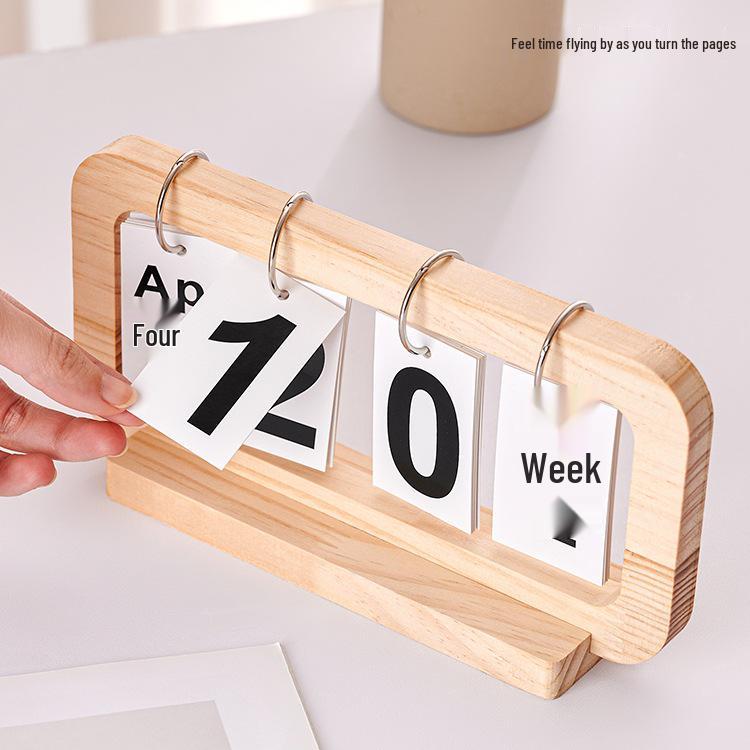 Creative Wooden Flip Calendar: Desktop Ornament & Photo Prop