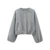 Oversized Soft Bomber Jacket for Women, Long Sleeve Coat, Front Zipper, Female Outerwear, Chic Tops, Fashion