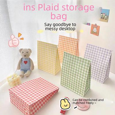 Bolsa de Regalo de Boda Kraft a Cuadros de Color Estilo Coreano