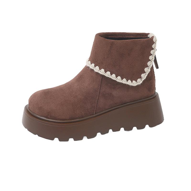 Simple Small Muffin Thick-soled Short Boots for Women's 2025 Autumn and Winter New Fashionable Versatile and Thin Fashion Boots