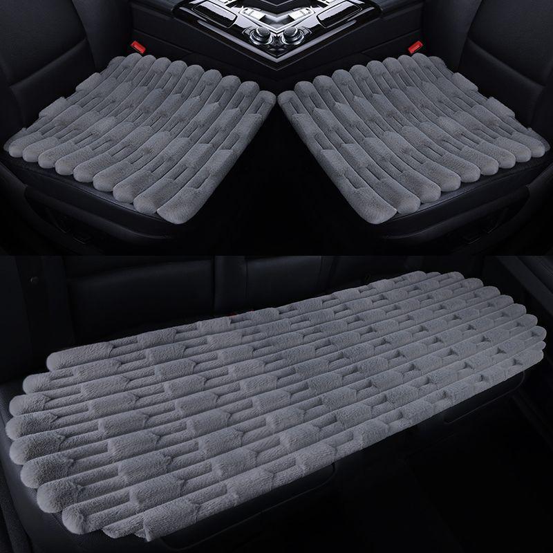 Universal Heated Winter Bamboo Plush Car Seat Cushion Set - Non-slip, Thickened, Three-piece for Warmth and Comfort