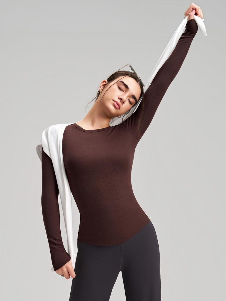 Premium High Elasticity Long Sleeve Yoga Top: Slimming & Stylish for Fitness, Running, and Casual Wear