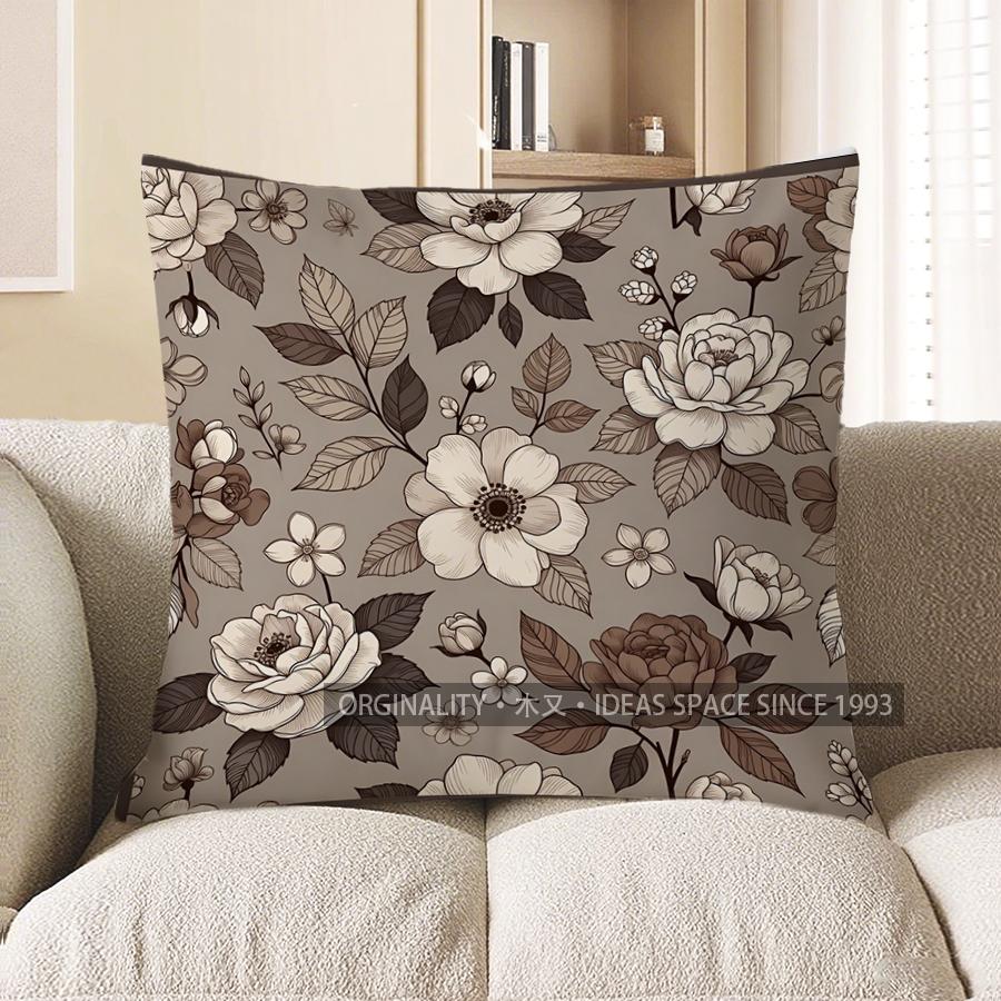 2D Floral Patterned Throw Pillow Covers For Home Pattern Cushion Cover Suitable For Sofa Bedroom Car Pillow Cover