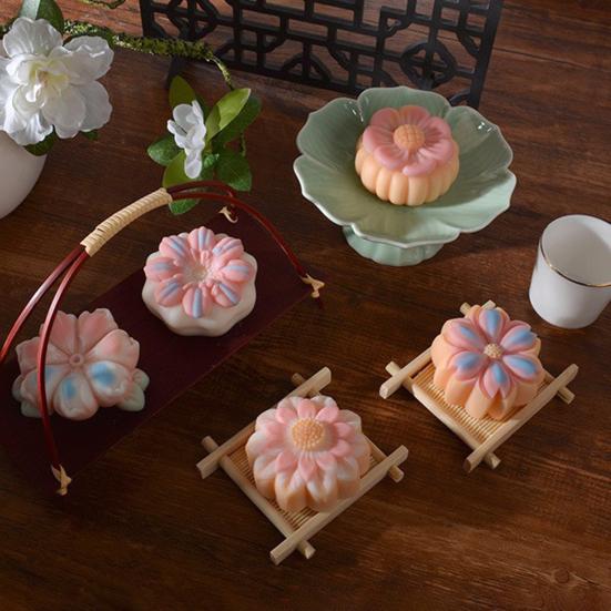 Sakura Çiçeği Pirinç Kek Silikon Kalıbı Yapışmaz Çiçek Şekilli Kalıp Ay Keki Mung Fasulyesi Kek Tatlı DIY Pişirme Aracı için