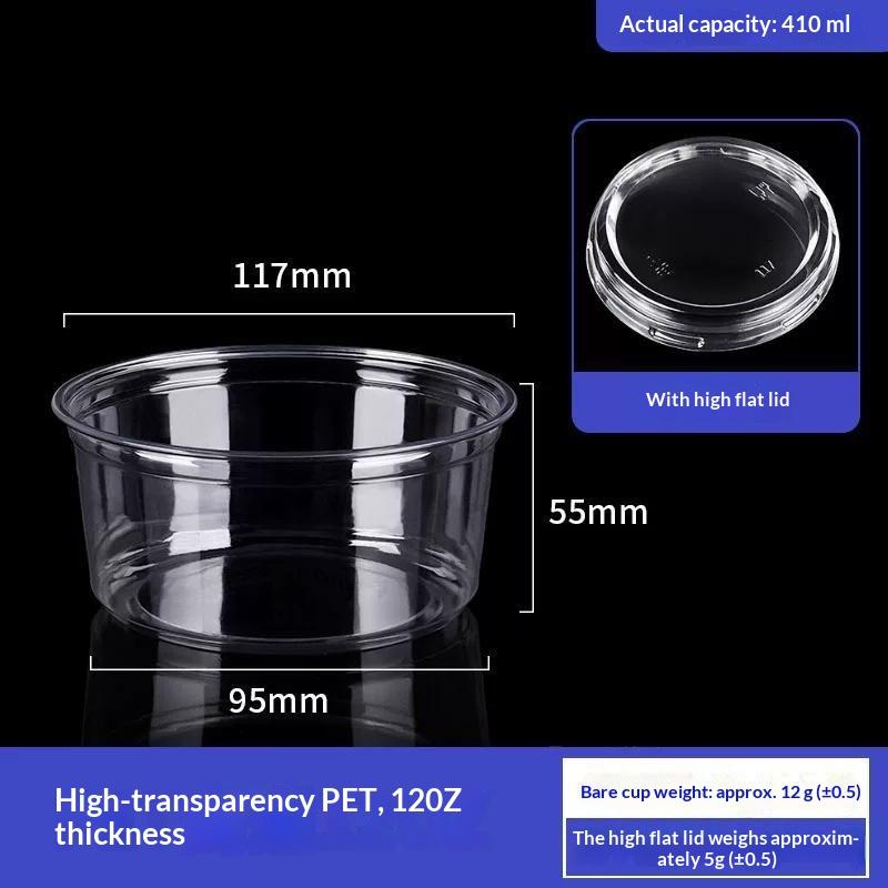 50Pcs 117 Caliber Pet Disposable Plastic Cup Clear Food Container With Lid For Dessert Fruit Snack Cold Drink Takeaway Packing