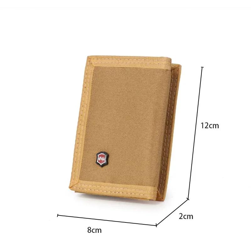 Men'S 5 Colors Korean Tri-Fold Coin Purse Canvas Wallet Solid Color Fashion Slim Multifunctional Classic Portable Card Holder
