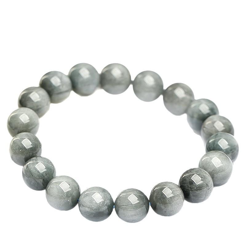 Hongchu Crystal Natural7A Cat's Eye Gray Rabbit Hair Crystal Bracelet Gray Rabbit Hair Crystal Round Bead Bracelet Loose Beads Wholesale