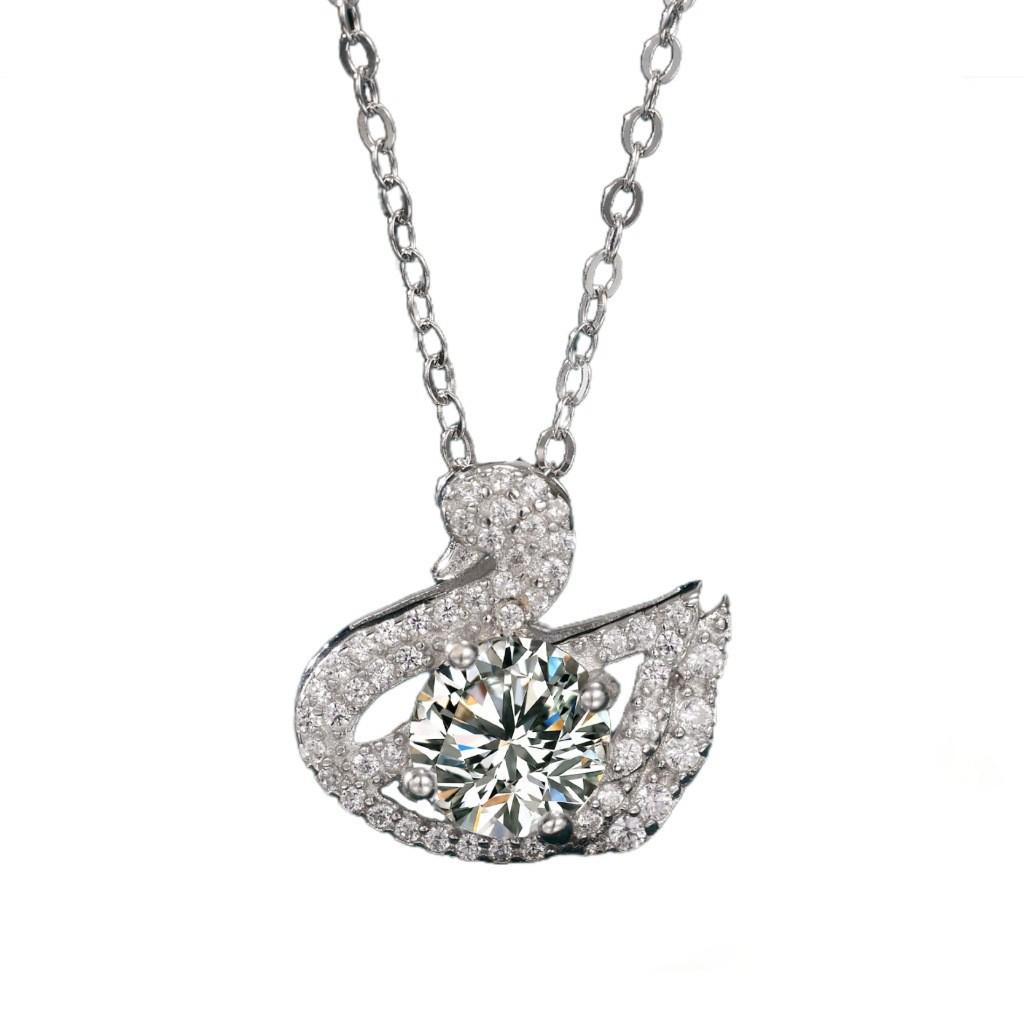 S925 Sterling Silver Moissanite Swan Necklace - Elegant Luxury Clavicle Jewelry for Women 925 Silver