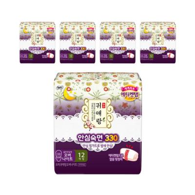 Sofy Gwiyeorang Σερβιέτες Νυκτός με Φτερά, Μέγεθος Νυκτός, 12 Σερβιέτες ανά Συσκευασία × 5 Συσκευασίες