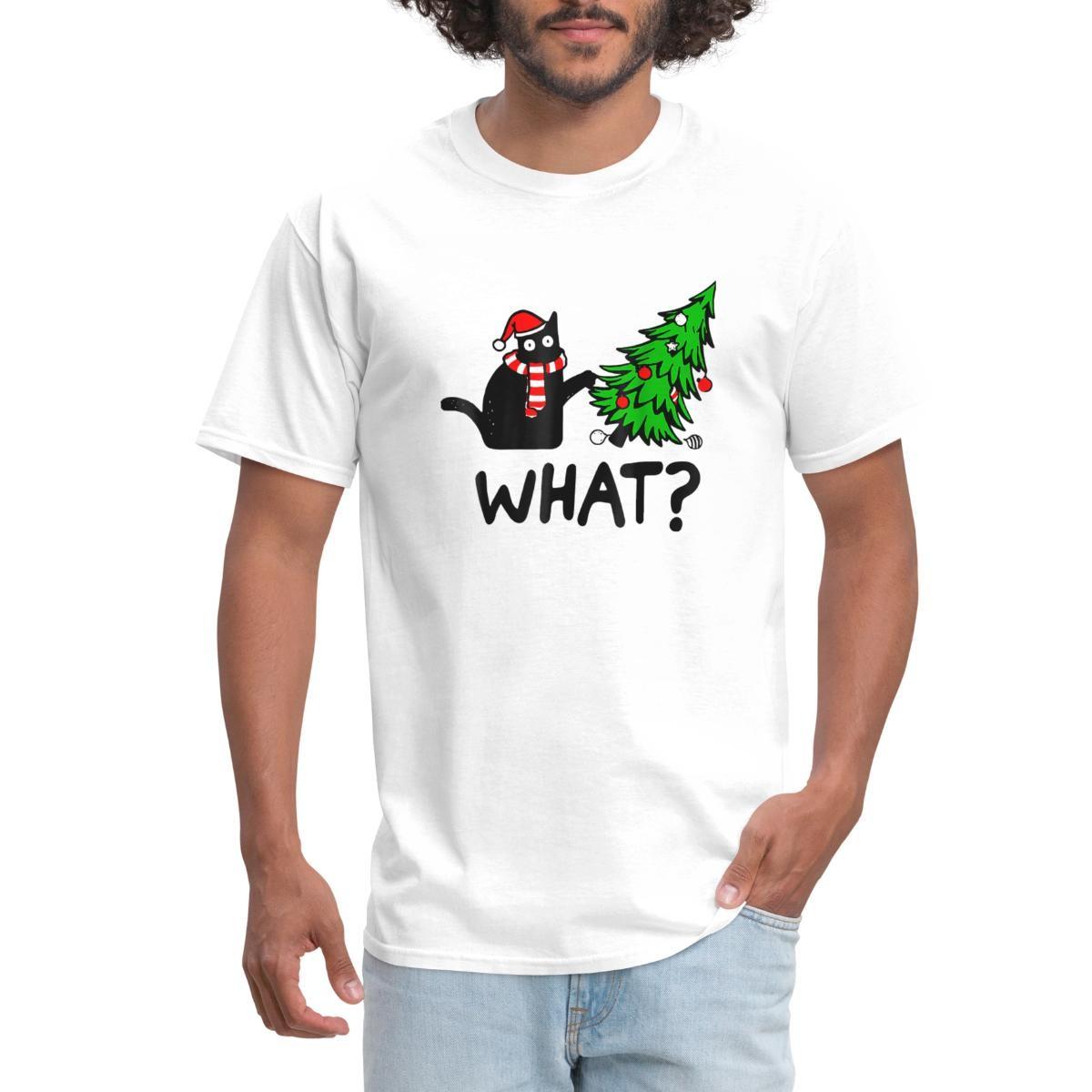 Funny Cat Christmas Tree What Men s T-Shirt L
