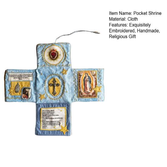 Catholic Pocket Shrine Devotional Pocket Shrine with Prayer Gadget Handmade Prayer Quilt with Holy Symbols Prayers Spiritual Gift for Catholics