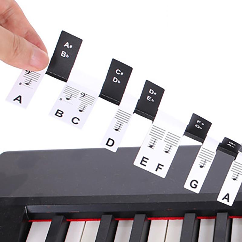 Piano Keyboard Stickers 88/61 Keys, Removable Music Notes Labels for Beginners, PVC Piano Key Labels, Silicone Piano Notes Guide
